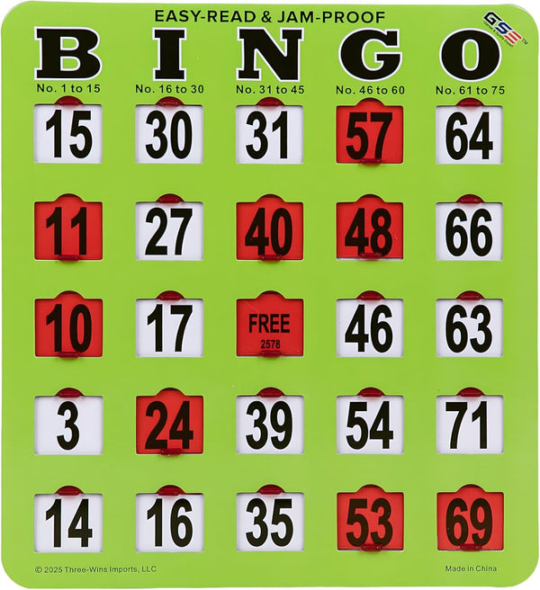 GSE Games & Sports Expert 10-Pack Fingertip Shutter Slide Bingo Cards, Reusable