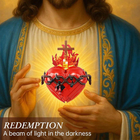 Set,Sacred Women(667 VONADO Jesus Heart Building Heart Model Compatible with Lego,Bible Themed Christian Decorative