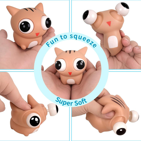 8 Pack Jumbo Golden Easter Eggs Fillers with Popping Eyes Fidget Toys, Squeeze Animals for Stress Relief, Easter Basket