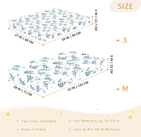 miaozhen 1 Pack 52x28 Cotton Crib Sheets for Baby Boys Girls Soft Breathable Baby Blue Playful Kea Toddler Mattress