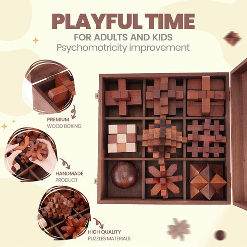 Mytothfy 3D Wooden Brain Teaser Puzzles for Adults - Brain Teaser Puzzles with Wooden Box Puzzle Game Toys for Adults