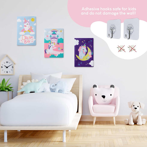 Pack 3 4-6 8-12. BONNYCO Paint by Numbers Kit for Kids Unicorns Canvas. Paint by Number, Canvas Framed Pre Drawn.