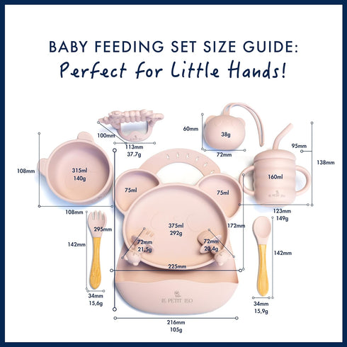 LE PETIT LEO Set Silicone Baby Feeding - Complete Baby Led Weaning Supplies with Non-Toxic Silicone Bibs, Suction