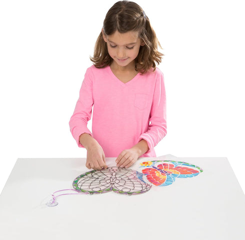 140+ 5+ Melissa & Doug Stained Glass Made Easy Activity Kit: Butterfly - Stickers Kids Sticker Stained Glass Craft Kit;