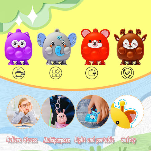 sdatoy 48 3D Pcs Party Favors for Kids, Animal Pop Fidget Toys Bulk, Sensory Bath Suction Toys for Toddlers, Carnival