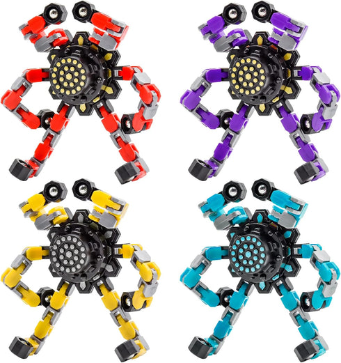 4 PCS Fidget Spinner Sensory Toys - Creative Top Spinning Stress Relief Hand Toy for Adults and Kids