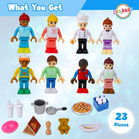 8 Toy Figures & Playsets, 2 Inch Play Peoples Set, Early Development Family Figurines for Kids 3+