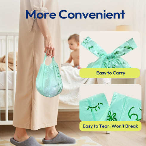 100 Count (4 Disposable Diaper Bags with Handles Rolls), Leak-Proof Diaper Trash Bags & Sacks or Pet Waste Bag, Ocean