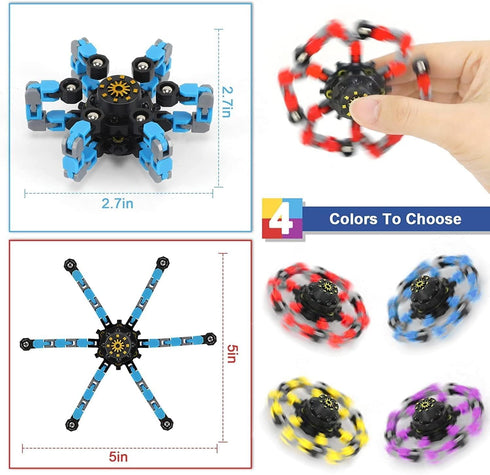 MFCoin 6Pcs Fingertip Gyro Toy Fidget Mechanical DIY Transformable Fidget Spinners Fidget Toys Robot Creative Chain