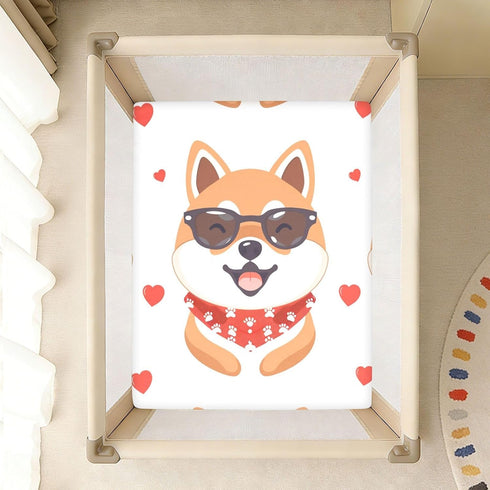 Bseiialft 52 28 Shiba Inu Dogs Hearts Crib Sheets for Boys Girls Soft and Breathable Cotton Baby Sheets for Standard