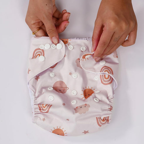 CoolaPeach 12 Set 0-3 Boy,6 Pack Diapers+6pcs Reusable Adjustable Cloth Diapers for Newborn to Years,One Size Washable