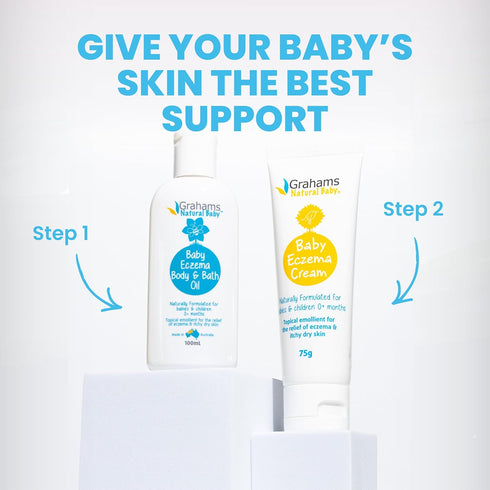 0+ 12 (1 100ml) Grahams Natural Baby Eczema Body and Bath Oil - Treat Eczema & Cradle Cap, Relief for Itchy, Dry Skin