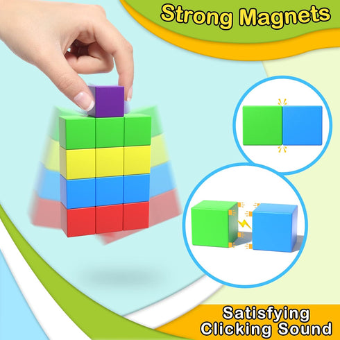 72pcs Magnetic Building Blocks for Toddlers, Large Magnet Construction Cube Toys for Kids, STEM Educational