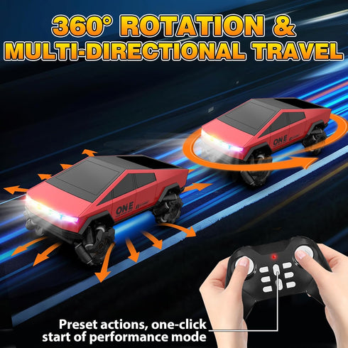 6-12 1/28 4WD 2.4Ghz 360Rotating Gesture Sensing RC Stunt Car Toys for Years Old Boys Girls, Scale RC Drift Car, RC