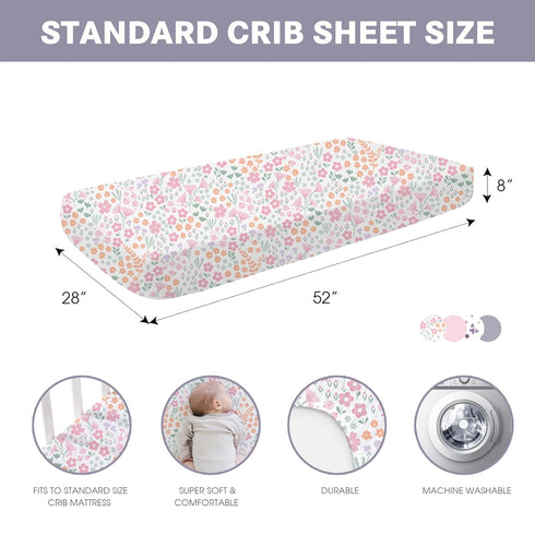 4 Pack, 52"x28"x8", Little Grape Land Crib Sheets Microfiber Fitted Crib Sheet for Standard Crib Mattress Soft
