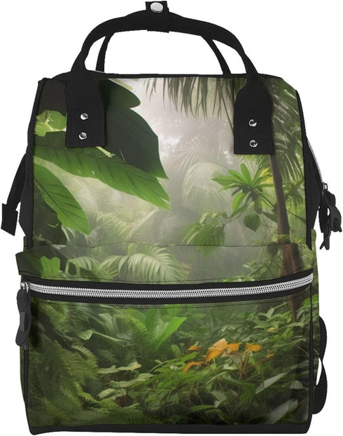 DWVTSLH Tropical Rainforest Jungle Scene Diaper Bag Backpack Multifunction Nappy Bags Waterproof Mummy