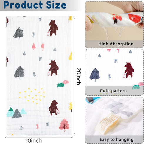 20 Pack 20 10 Inches 6 Shower,20 Chumia Muslin Baby Burp Cloths Large x Cotton Baby Burp Rags Towel and Washcloths Face