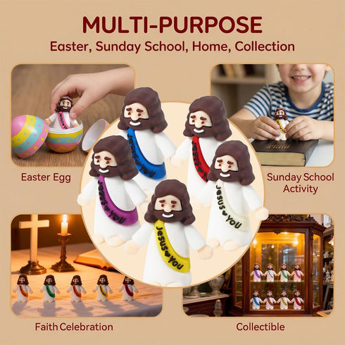 30 Pack 5 Little Jesus Figures Easter Religious Toys - Tiny Jesus Figures, Color Mini Jesus Figurines in Bulk, Baby