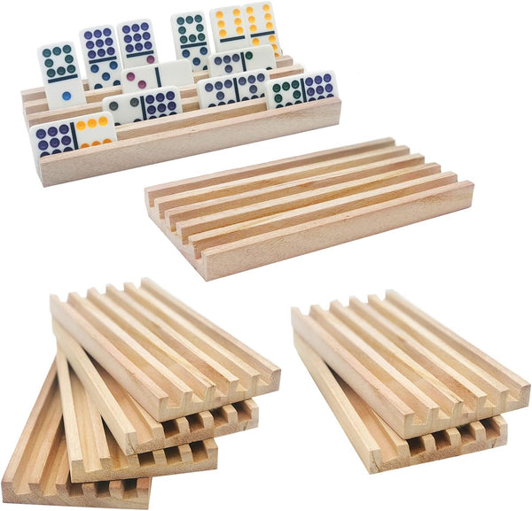 Wooden Domino Trays/Racks Set of 8 Mexican Train Domino Trays/Racks Double 12