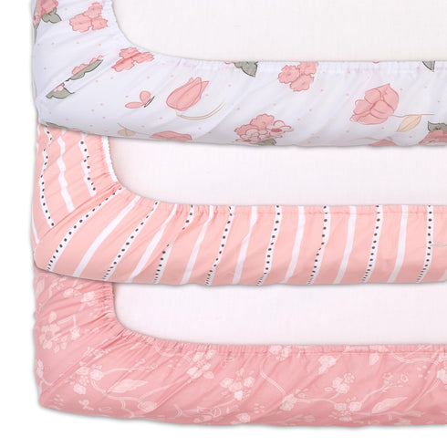 Set 3 The Peanutshell Baby Girl Changing Pad Covers of - Ultra Soft Baby Cover - Fits Standard Changing Table Pads