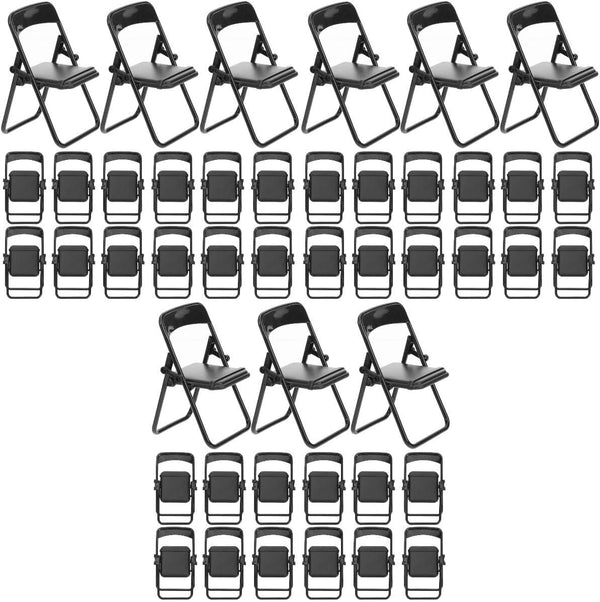 Gadpiparty 36 Pieces Mini Foldable Chairs, 1/6 Scale Plastic Dollhouse Furniture for Doll Decoration