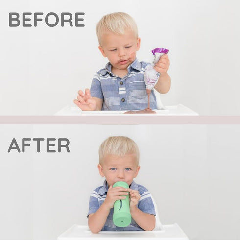 Set Subo Baby Food Bottle Starter | No Mess Baby Toddler Self Feeder | Squeeze Free Design for Purees, Smoothies