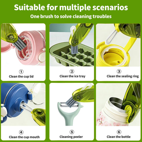 UFVIZ 3 1 Set, 2PCS in Cup Lid Gap Cleaning Brush Multifunctional Bottle Cleaning Brush for Bottle Gaps Bottle Cleaner