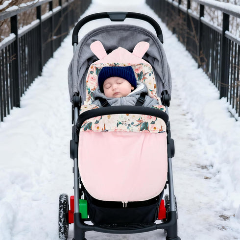 Cozy DILIMI Baby Car Seat Cover Winter, Warm & Baby Bunting Bag, Infant Carrier Cover for Girls and Boys, Pink Floral