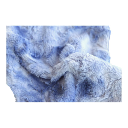 Handmade Plush Mini Blanket Pacifier Holder - True Blue Marble & Satin