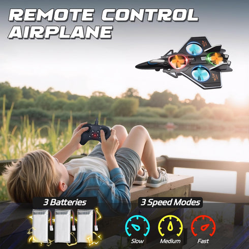 Snugzy 8-16, 360 Foam RC Plane Remote Control Airplanes for Kids Flip Stunt Roll RC Airplane with Colorful Lights