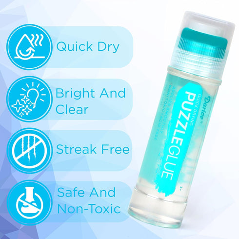 Pack 2 1000/1500/3000 130ml X2 Darice Jigsaw Puzzle Glue Clear, Easy-On Applicator Head, Quick-Drying of Non-Toxic