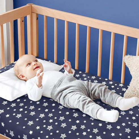 4 Pack, Set Crib Sheets Fitted Crib Sheets for Standard Size Crib and Toddler Mattresses, Soft and Breathable Baby Gift