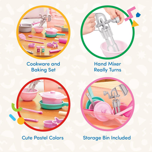 Battat Play Circle Cooking & Baking Kit - Kitchen Toys for Pretend Play (21 Pcs, Ages 3+)