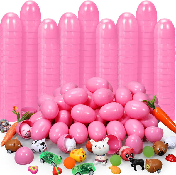 Deekin 100 Pcs Plastic Easter Eggs Fillable Empty Colorful Bright Eggshells for