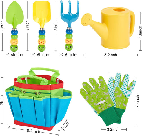 Set,6 Set FITNATE Green Kids Garden Tools PCS Gardening Tools for Kids Including Watering Can, Shovel, Rake, Fork