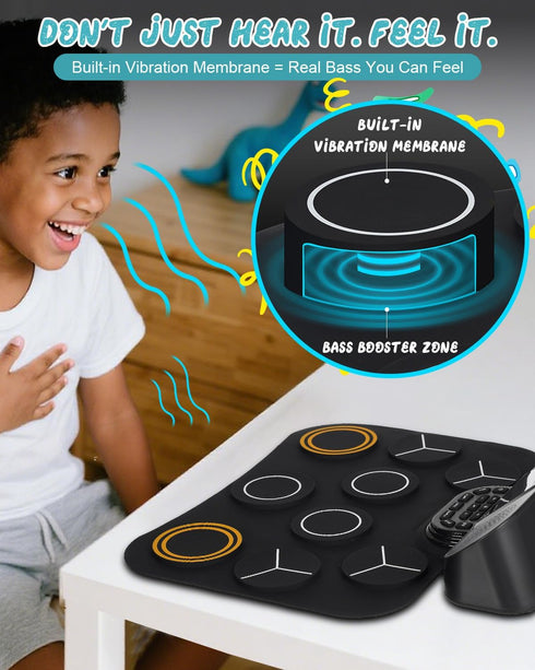 9 Set 5 2 3-12 RVONE Electronic Drum Pad for Kids Beginner with Screen, Pad Roll-Up Electric Drum with Light Mode