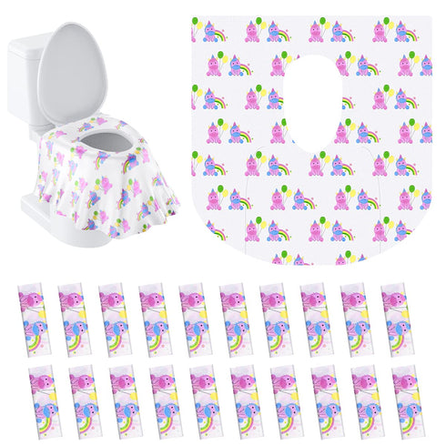 PAPERKIDDO 20 Pack Disposable Toilet Seat Covers Pink Unicorn Design Waterproof Potty Training