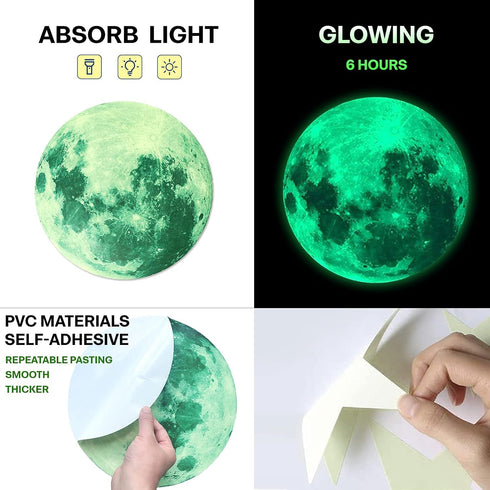 Glow in The Dark Stars for Ceiling, 893PCS Wall Stickers Including Moon and Stars Decor, Glow in The Dark Wall Decals