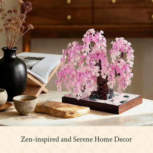 Set 900 18+, Set Wise Block Cherry Blossom Tree Building Block for Adult Pcs Artificial Bonsai Tree Plants for Home