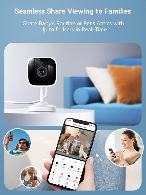 Outinput 2K 2-Way 2-Pack Indoor Security Camera, WiFi Home Camera for Baby Monitor/Pet/Dog, Motion Detect, Night