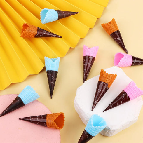 Haiabei 80 Pcs Mini Realistic Artificial Ice Cream Cone Adorable Ice Cream Cone Pretend Play Food Dollhouse