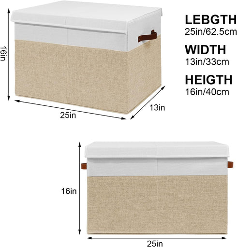 Gowee Closet, 25"x13" x16" Large Toy Storage Box with Lid, Sturdy Toys Storage Chest Bin Organizer Basket with Dividers
