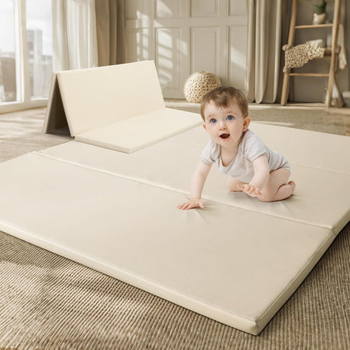 TODIBY Foam Baby Play Mat: PU Leather Waterproof Kids Playmat - Trifold