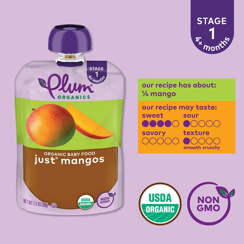 Plum Organics Stage 1 Organic Baby Food Meals, Mango Puree, 3.5 Ounce Pouch (Pack Of 6)