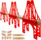 OrgMemory Wooden Train Bridges, 3 Suspension Bridge, Wooden Train Track Accessories, Wood Train