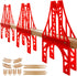 OrgMemory Wooden Train Bridges, 3 Suspension Bridge, Wooden Train Track Accessories, Wood Train