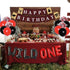 Sursurprise Lumberjack First Birthday Party Decoration, Buffalo Plaid Happy 1st Birthday Banner for Baby Girl Boy
