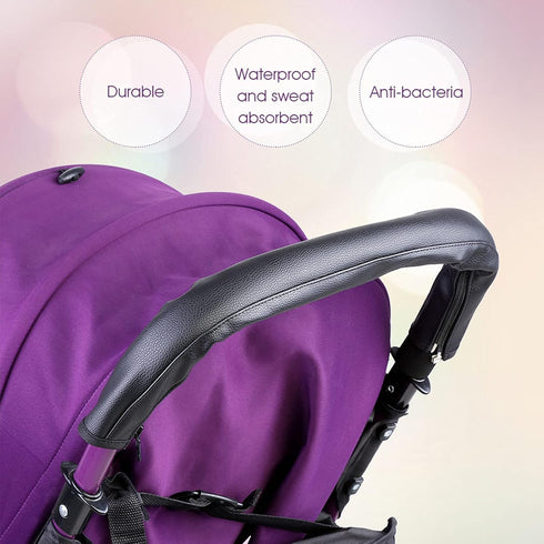 Baby Stroller Handle Covers, Waterproof PU Leather Armrest Handle Sleeve Cover for Infant Toddler Pram