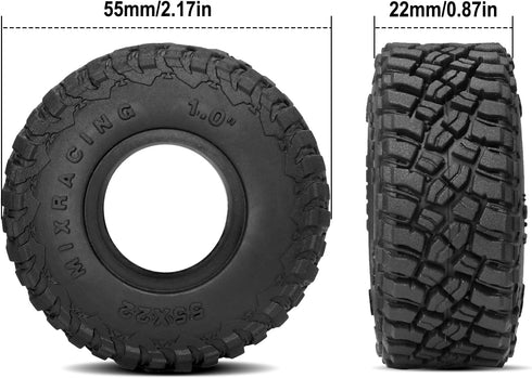 OGRC 1.0 All Terrain Super Soft Tires for 1/18 TRX4M, 1/24 RC Crawler Axial SCX24 FMS FCX24-55 * 22mm