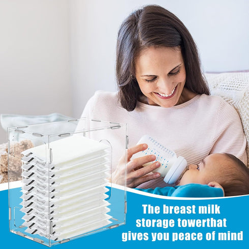 4 8.3 8.3 5 Inch(Clear) Domensi Pcs Breast Milk Storage Tower Freezer Storage Organizer for Milk Freezer Bags